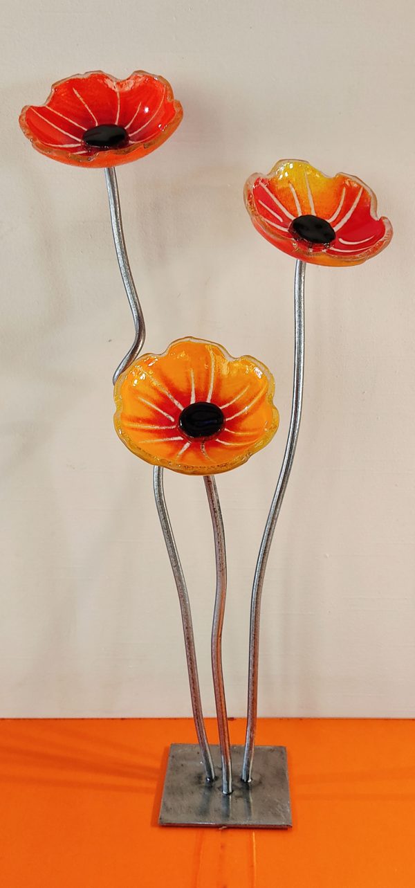 Trio de fleurs de verre